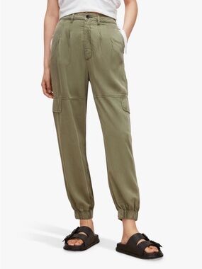 All Saints Paxton Lyocell High Waist Olive Cargo Joggers Sz 4